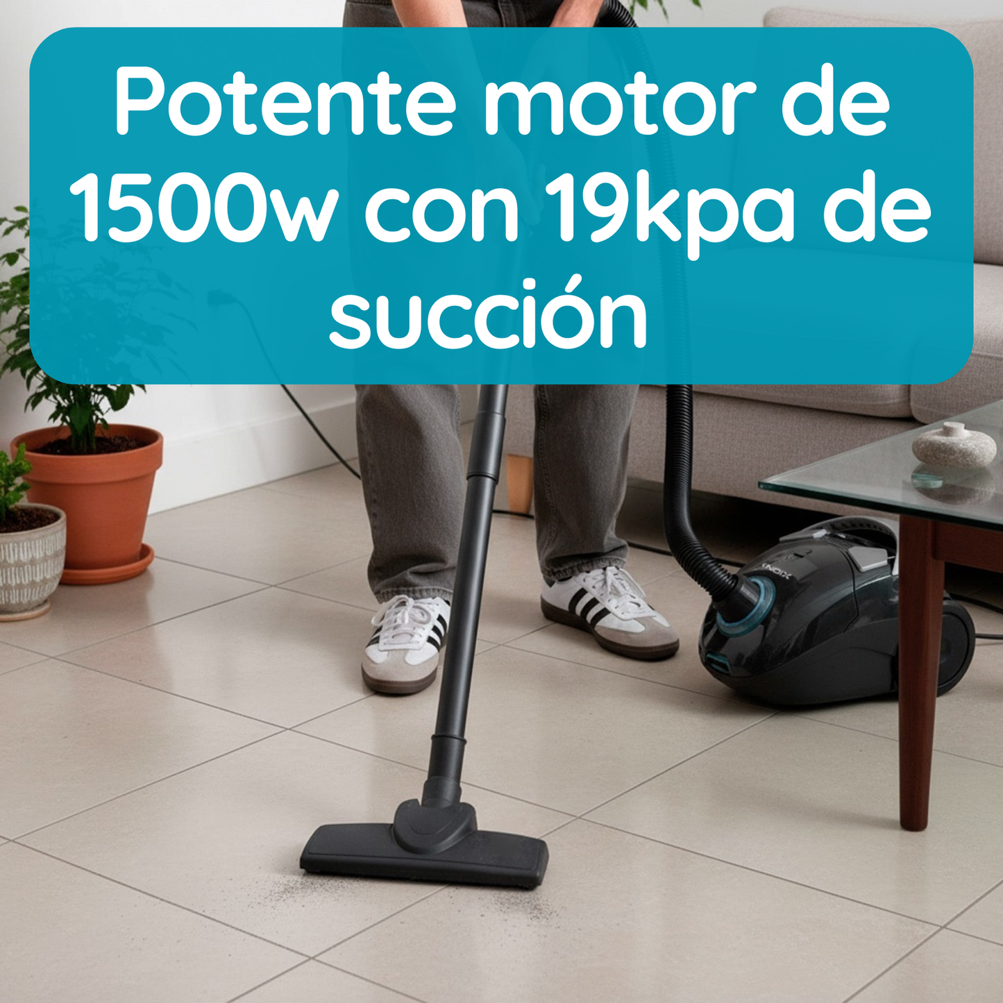 Aspiradora Xion 1500w Compacta Para Hogar Potente Con Bolsa
