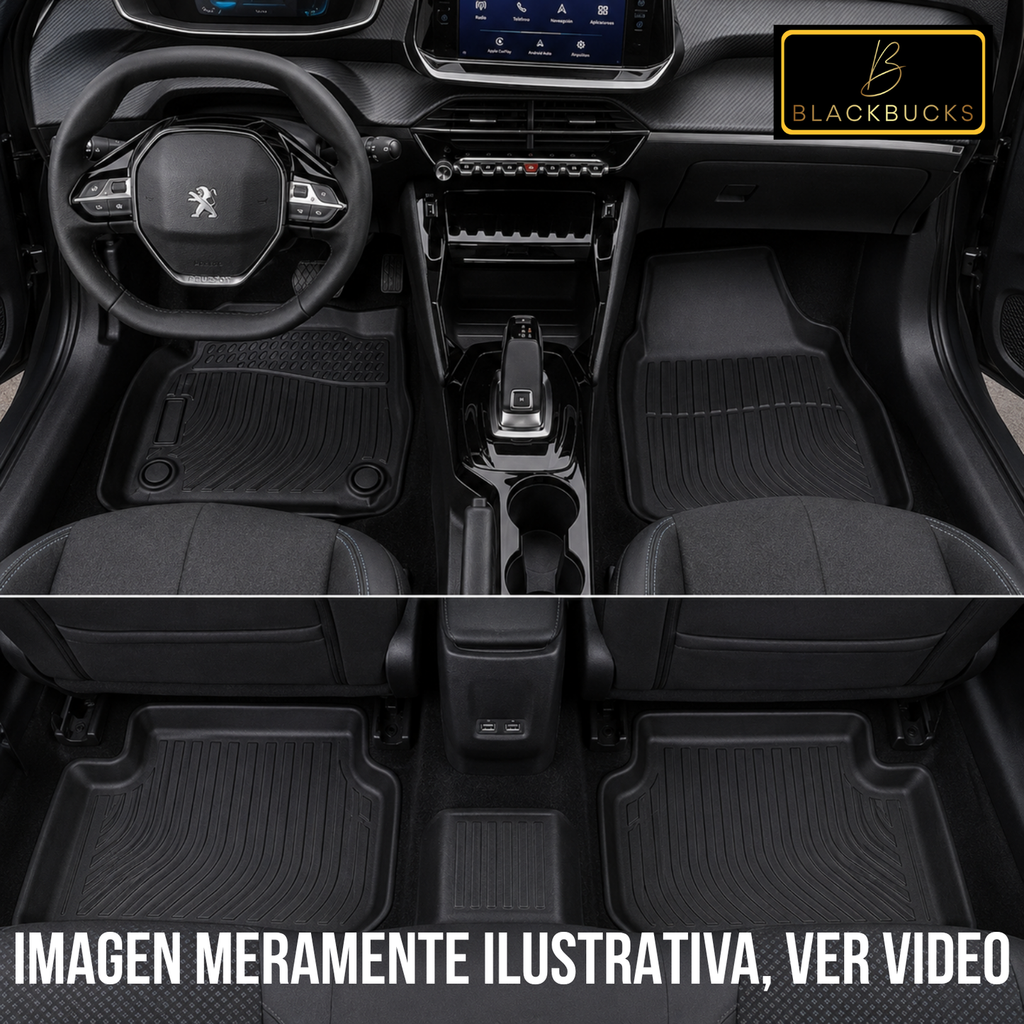 Alfombra PEUGEOT 208 Bandeja Rígida 5d Bandeja De Piso Auto Set alfombras TPE RÍGIDO