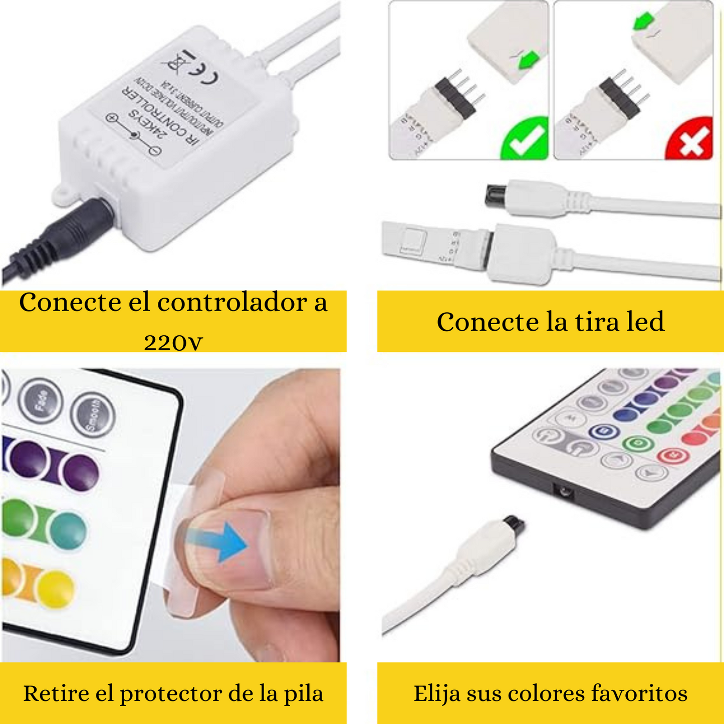 Tira Cinta Luces Led Rgb Con Control 5 metros Autoadhesivas