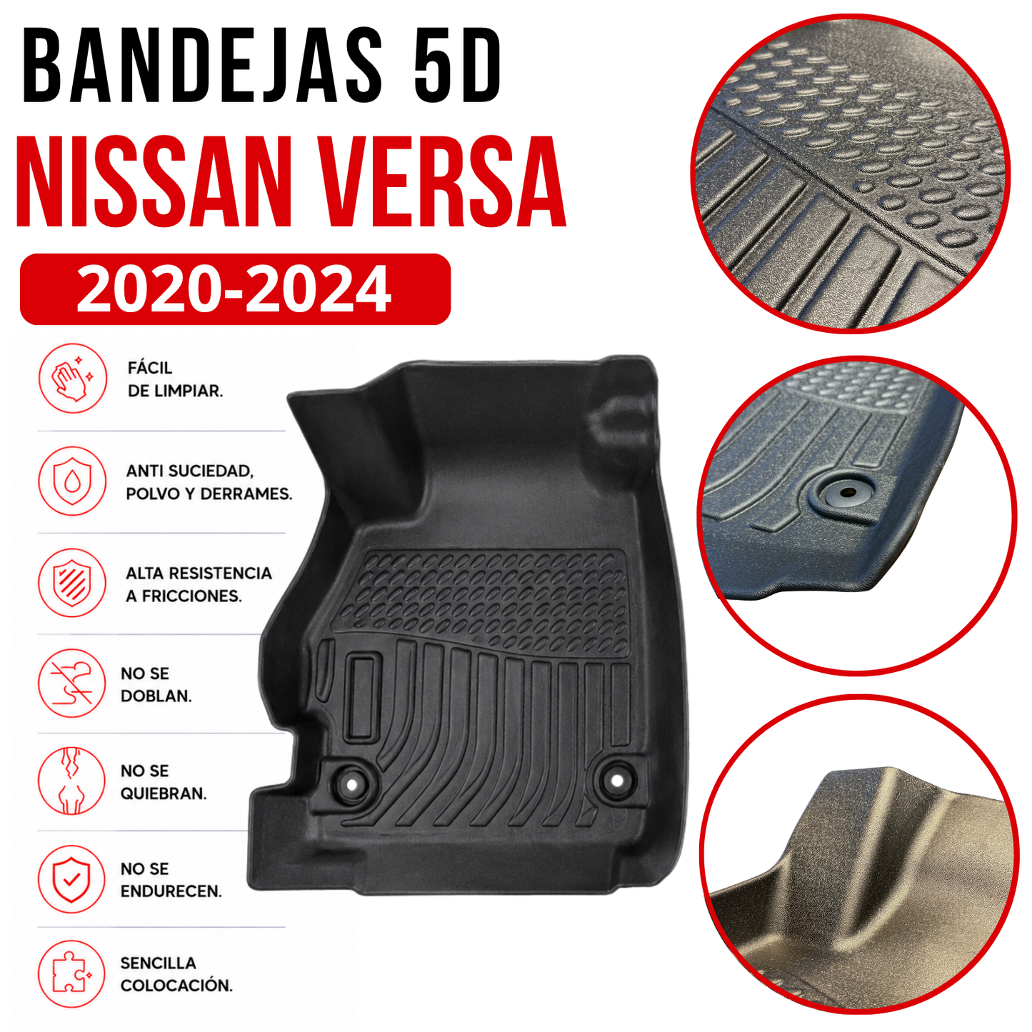 Alfombra Nissan Versa 2020/2024 Bandeja Rígida 5d Bandeja De Piso Dura