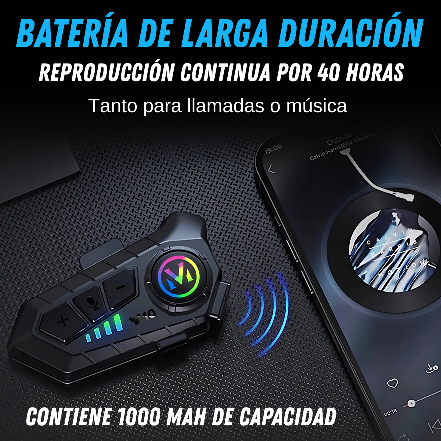 Intercomunicador Moto Casco Inalámbrico Bluetooth Llamadas