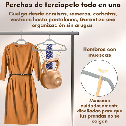 Perchas Para Ropa De Terciopelo Antideslizante Pack De 10uni
