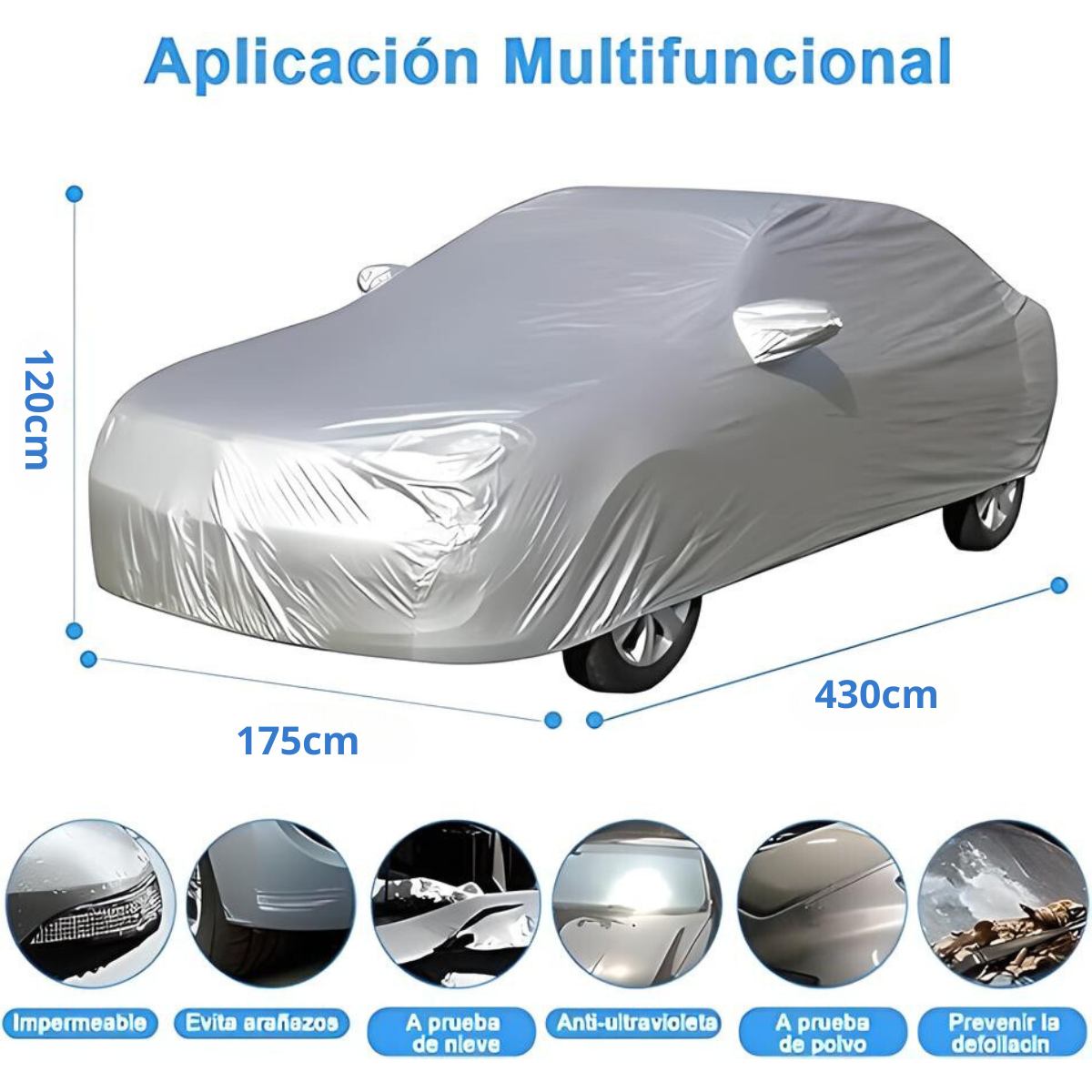 Funda Cubre Auto Cobertor Protector De Lona Impermeable Anti