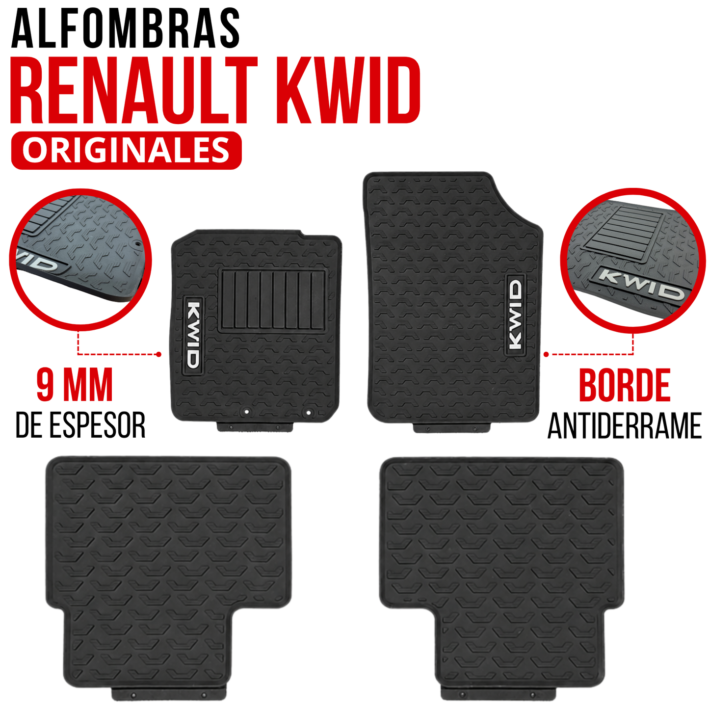 Juego alfombras Renault KWID en goma especificas originales