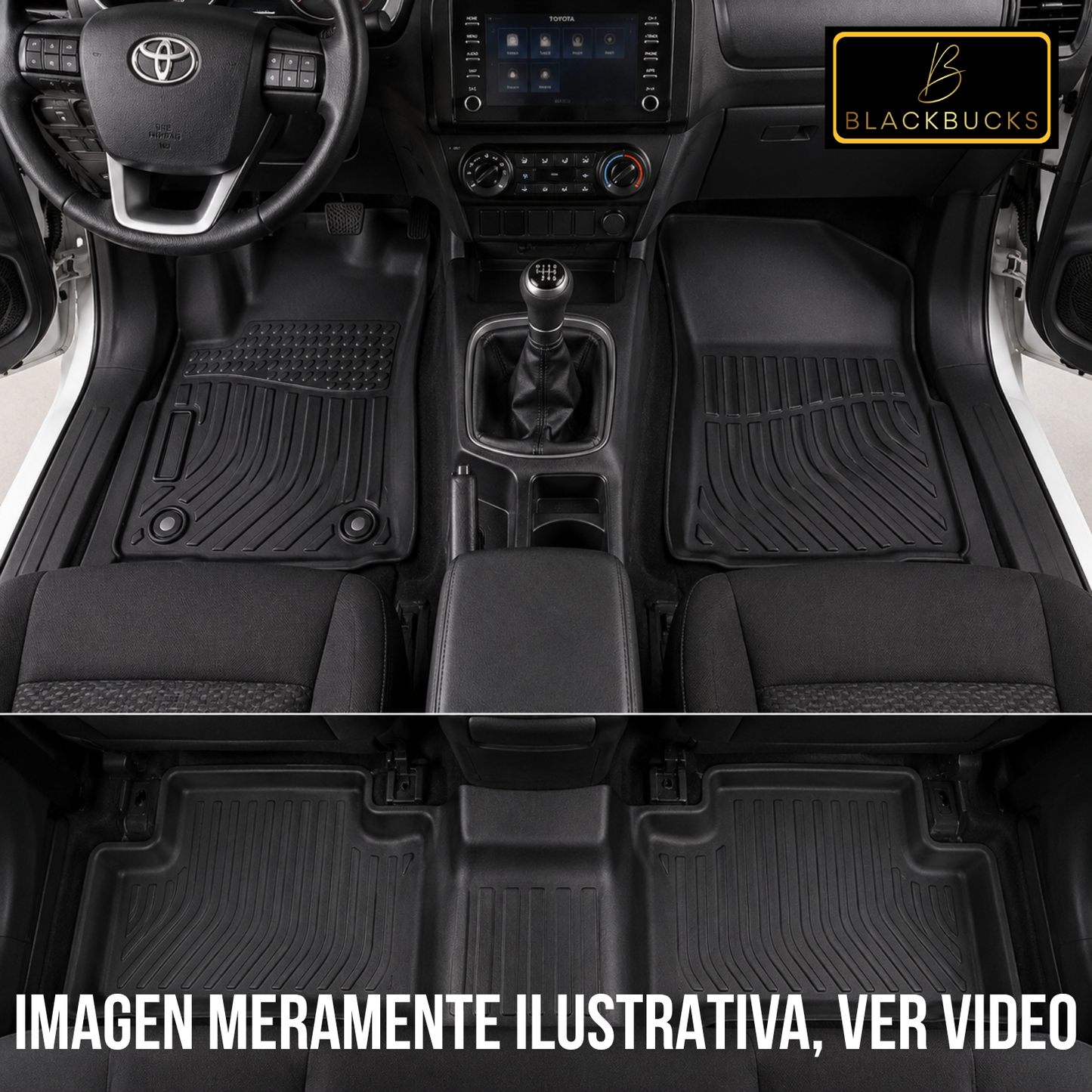 Juego alfombras bandeja Rígida Toyota Hilux +2016 Juego específico bandejas