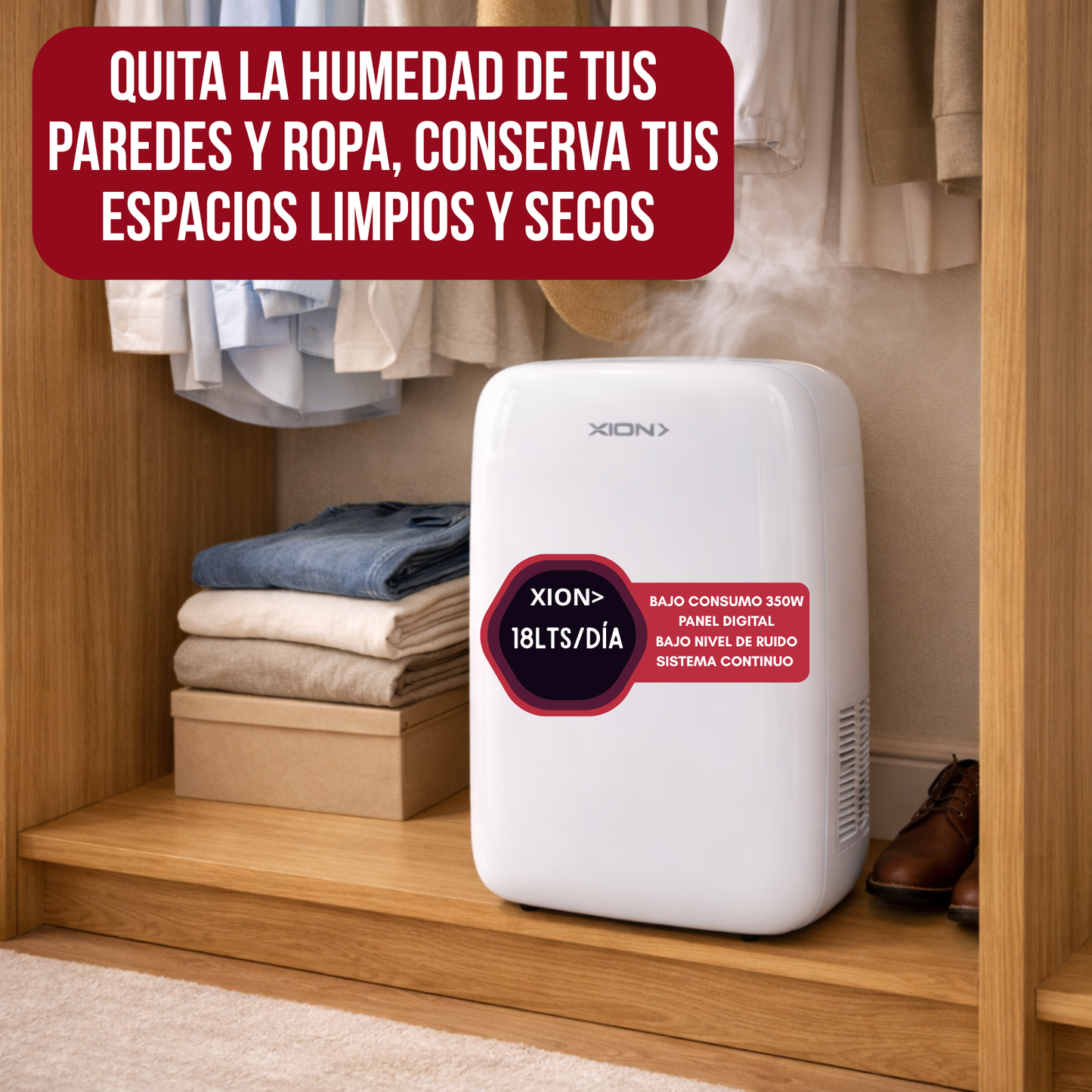 Deshumidificador De Aire Quita Humedad Hogar Baño 18lts Día