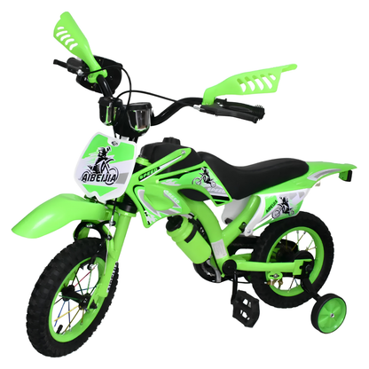 Bicicleta para NENE NIÑO Infantil MOTOCROSS Urbana Rodado 16 Con Rueditas Y ACELERDOR ROJA-VERDE