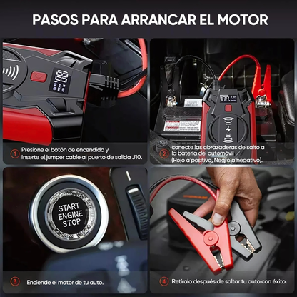 Arrancador Cargador Batería De Autos POTENTE NAFTA O DIESEL Portátil Con Compresor