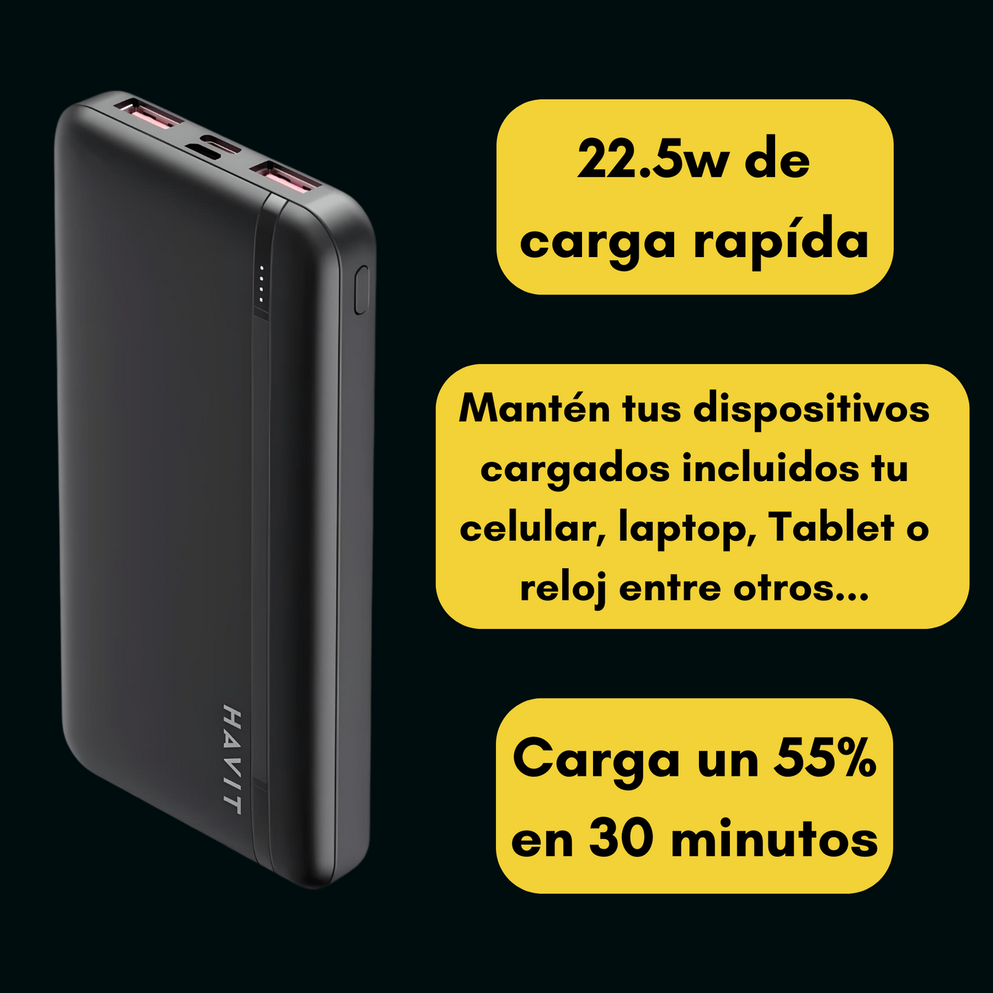 Power Bank Batería Externa Portátil Usb-c De Carga Rápida