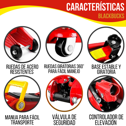 Gato De Carro Hidráulico Para Auto 2 Toneladas Carrito Móvil