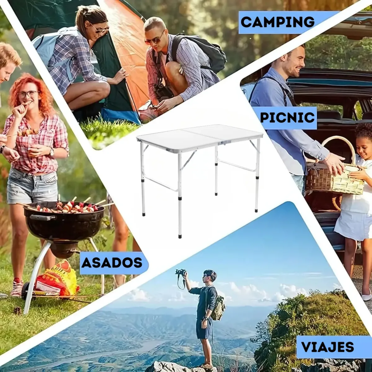 Mesa Plegable De Camping Desarmable Tipo Valija Feria 120x60