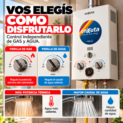 Calefón Calentador A Gas Calentador Agua Enxuta 6l Caliente tiro natural