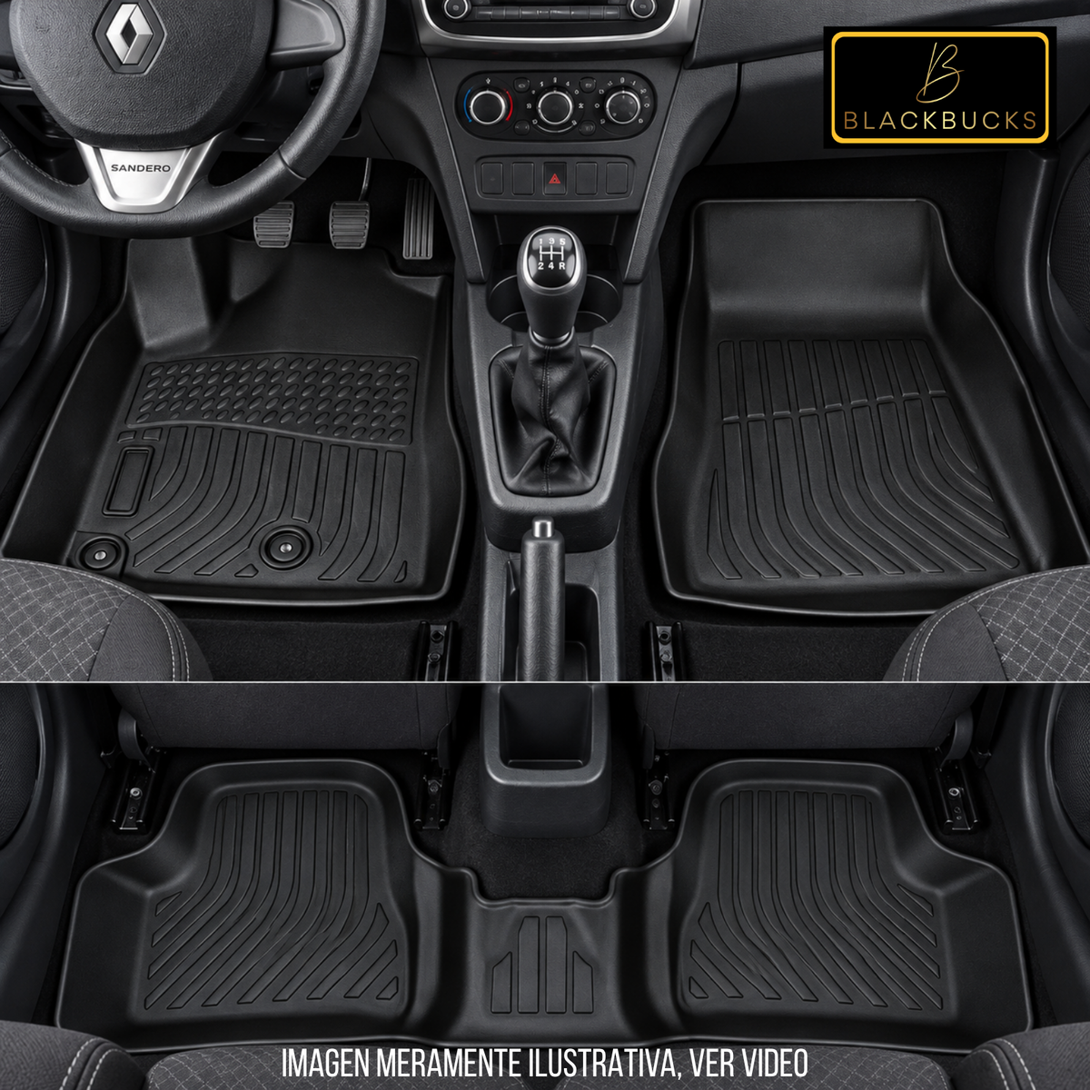 Alfombra Renault Sandero Bandeja Rígida 5D Bandeja de piso para auto