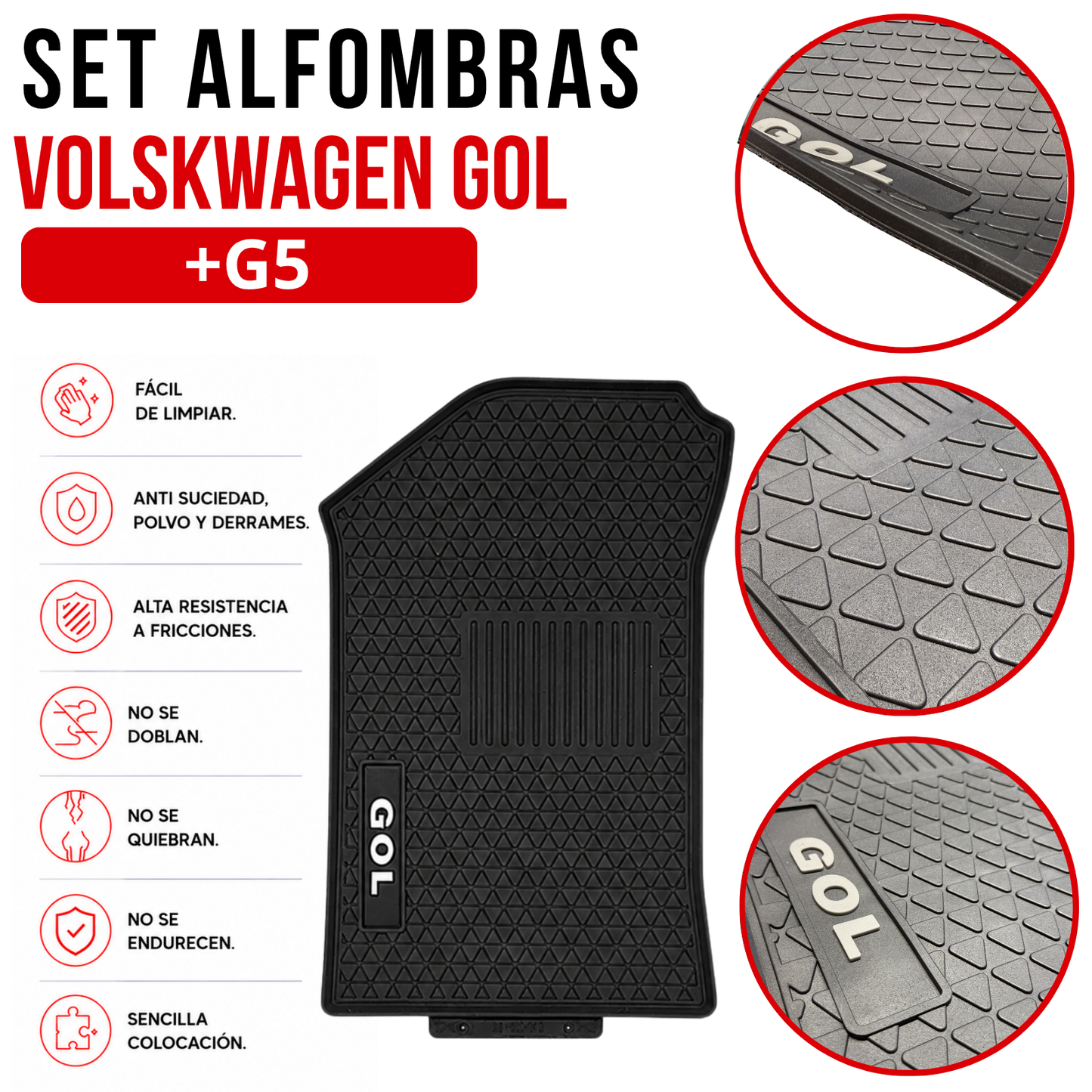 Set Alfombras Auto Volkswagen Gol Juego Especifico En Goma