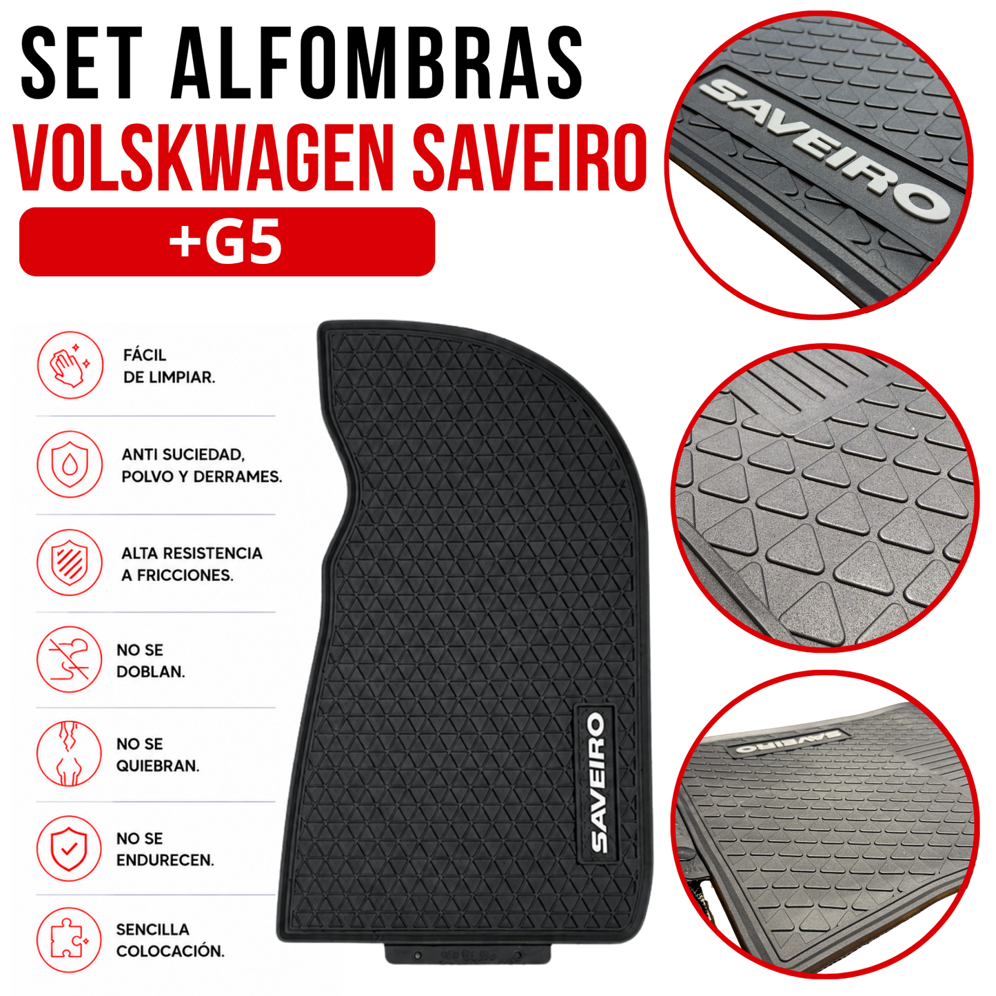Set Juego Alfombras Volkswagen SAVEIRO en goma específicas