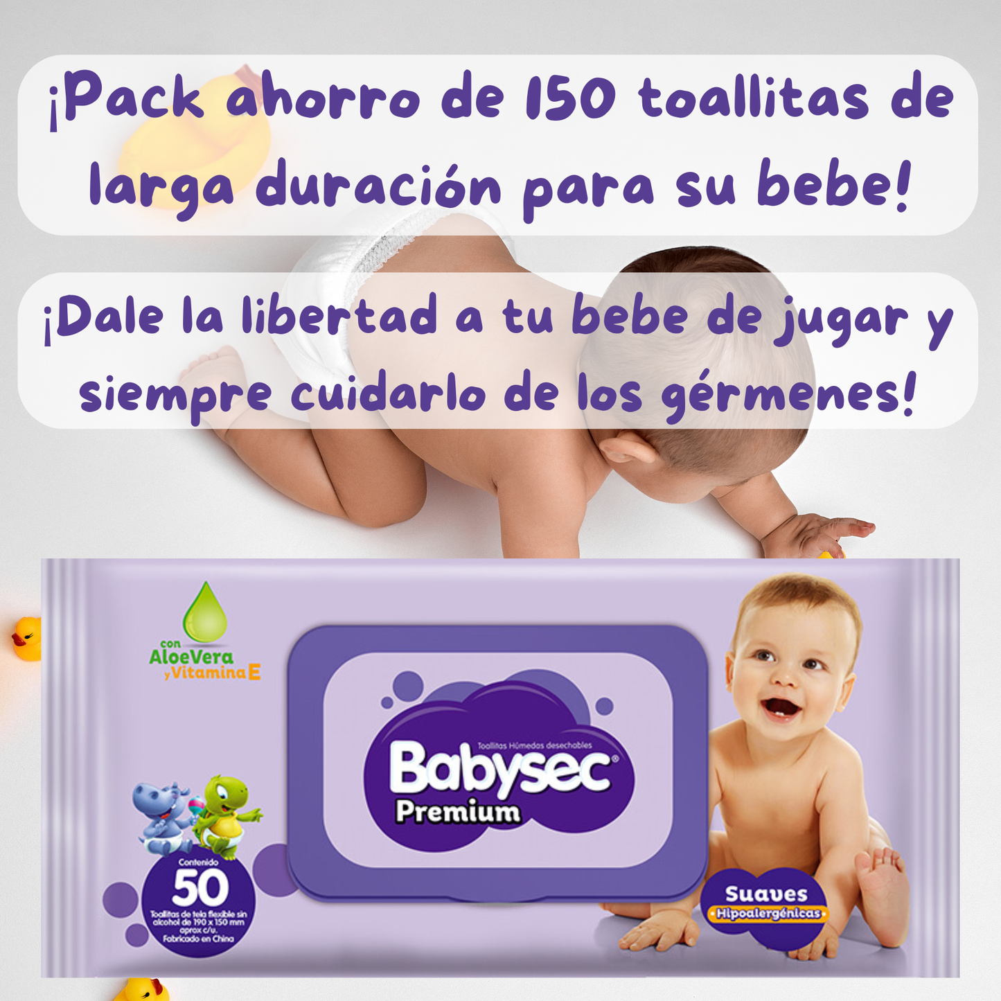 Toallitas Toallas Húmedas Hipoalergénicas Para Bebe Y Niños X45