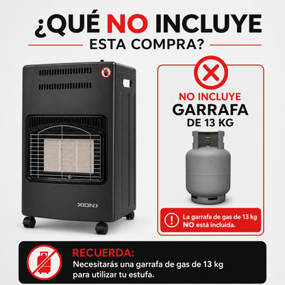 Estufa a gas supergas plegable Xion 3 niveles de potencia y seguridad