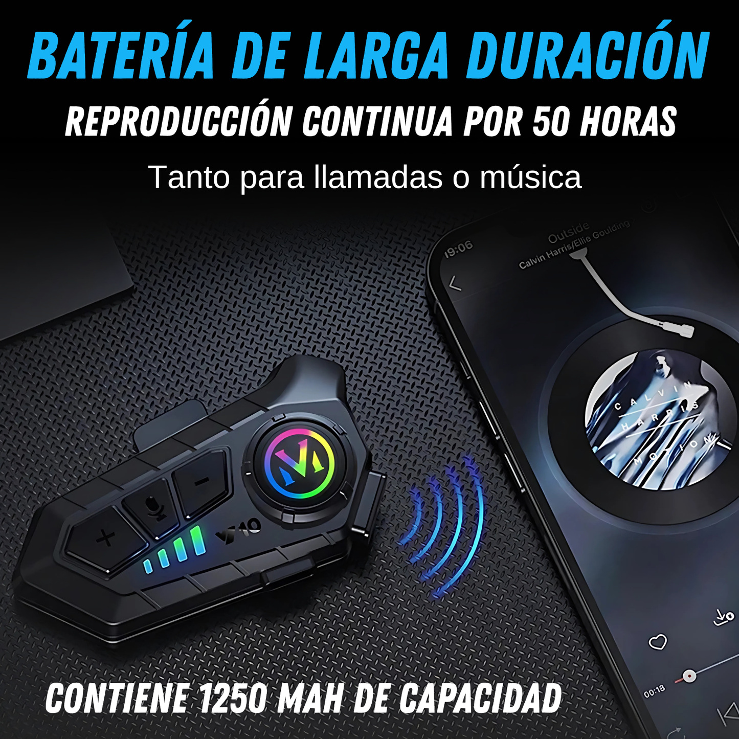 Intercomunicador Casco Motos Llamadas Bluetooth Manos Libres V6 PLUS