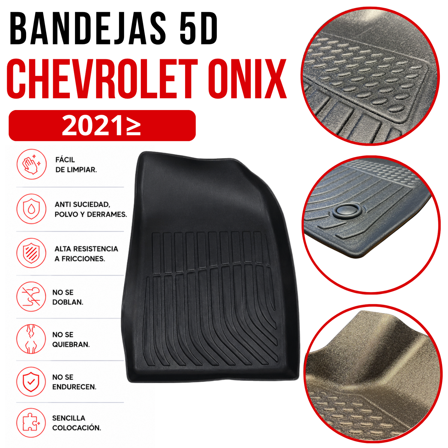 Alfombra CHEVROLET ONIX HATCHBACK/SEDAN Bandeja Rígida 5d Bandeja De Piso