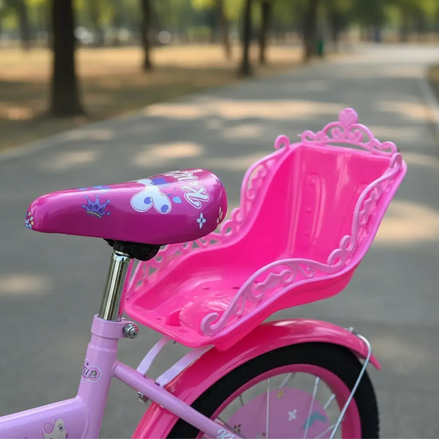 Bicicleta para niña Infantil Princesa Urbana Rodado 16 Con Rueditas Y Canasto Color Rosada-Violeta