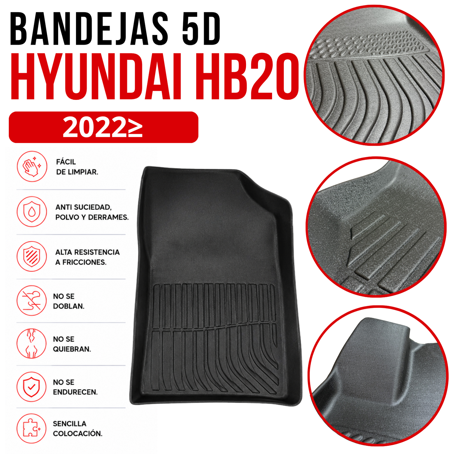 Alfombra HYUNDAI HB20 Bandeja Rígida 5d Bandeja De Piso