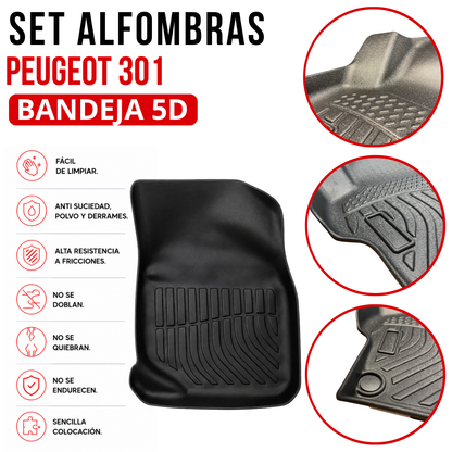 Juego Alfombra Auto Bandeja Rígida Peugeot 301 Set completo bandejas rígidas