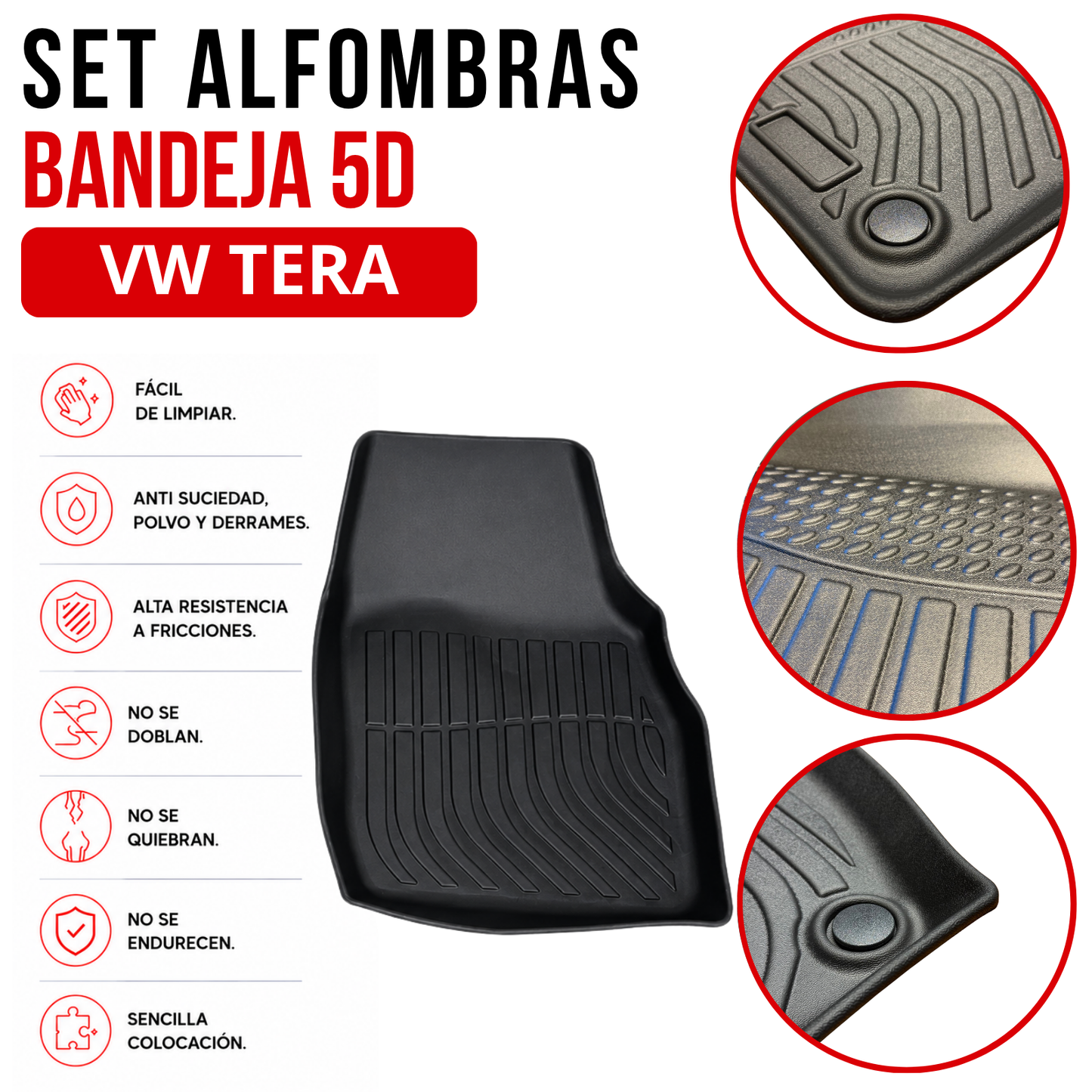 Alfombra Volkswagen Tera Bandeja Rígida 5d Bandeja De Piso Set alfombras TPE