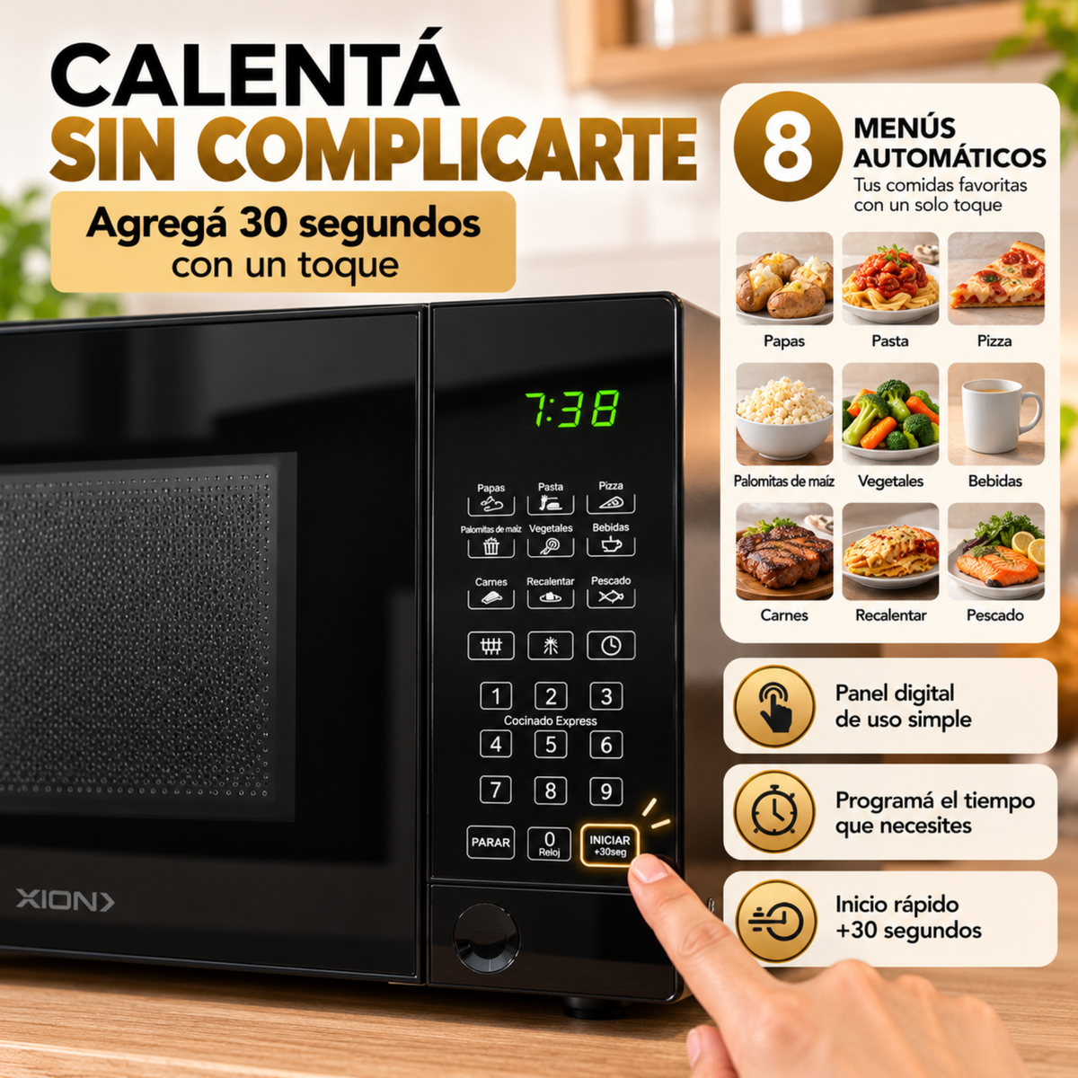 Horno Microondas Digital Para Cocina Xion 20l 700w Negro