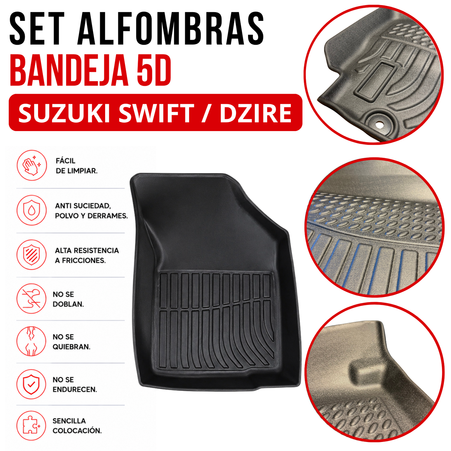 Alfombra Suzuki Dzire - Suzuki Swift Bandeja Rígida 5d Bandeja De Piso Auto