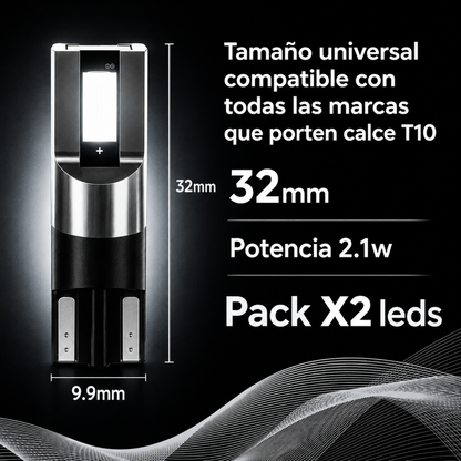 Lampara Led COLOR BLANCO Para Auto T10 Ir100 Posición Matrícula 12v W5w