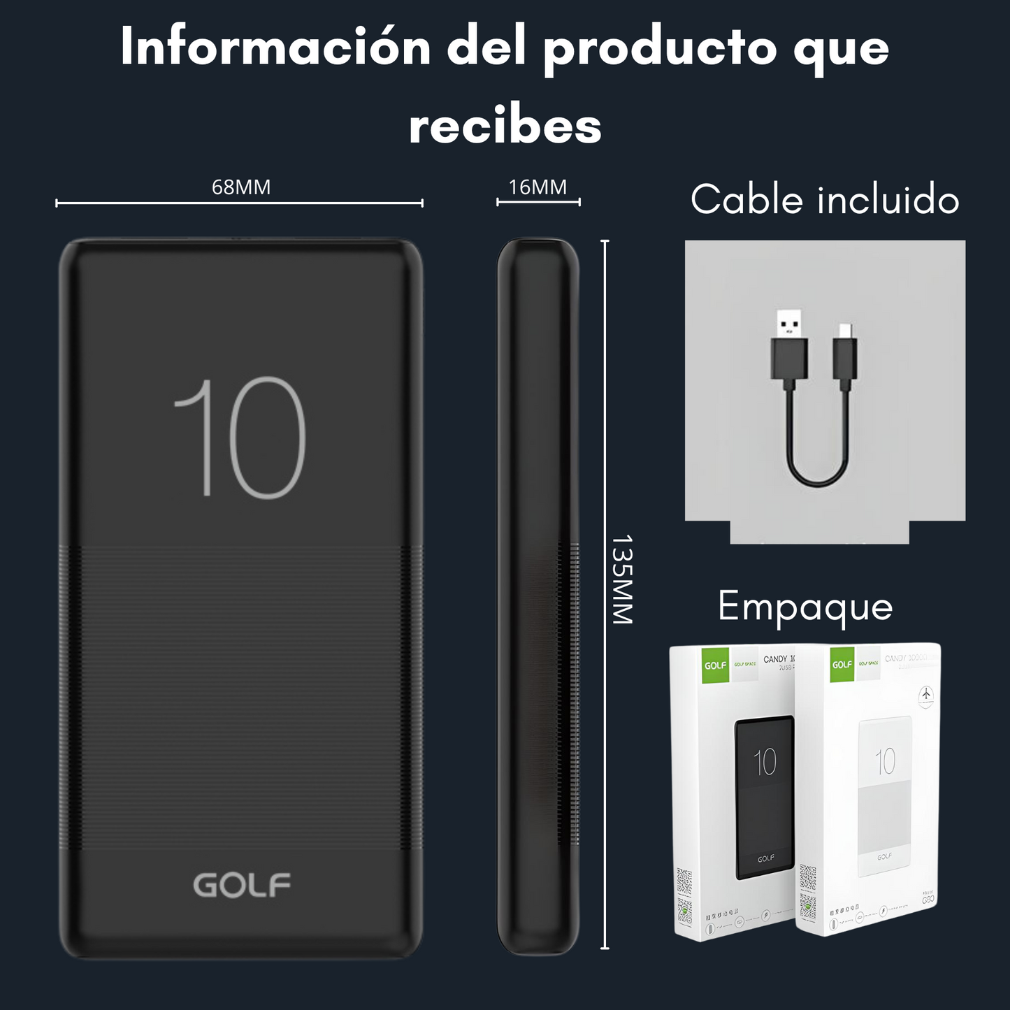 Powerbank Cargador Portátil Usb Batería 10000ah Carga Rápida