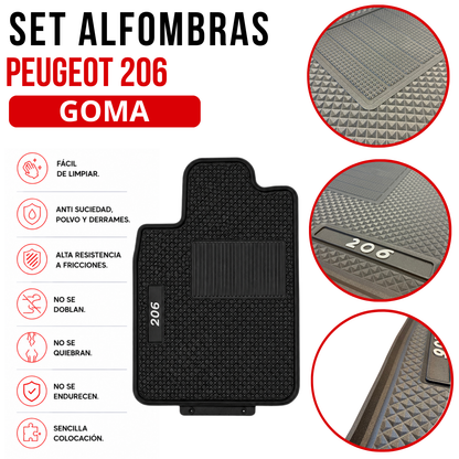 Alfombra Auto Peugeot 206 Juego Específico En Goma Calidad