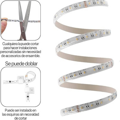 Tira Cinta Luces Led Rgb Con Control 5 metros Autoadhesivas