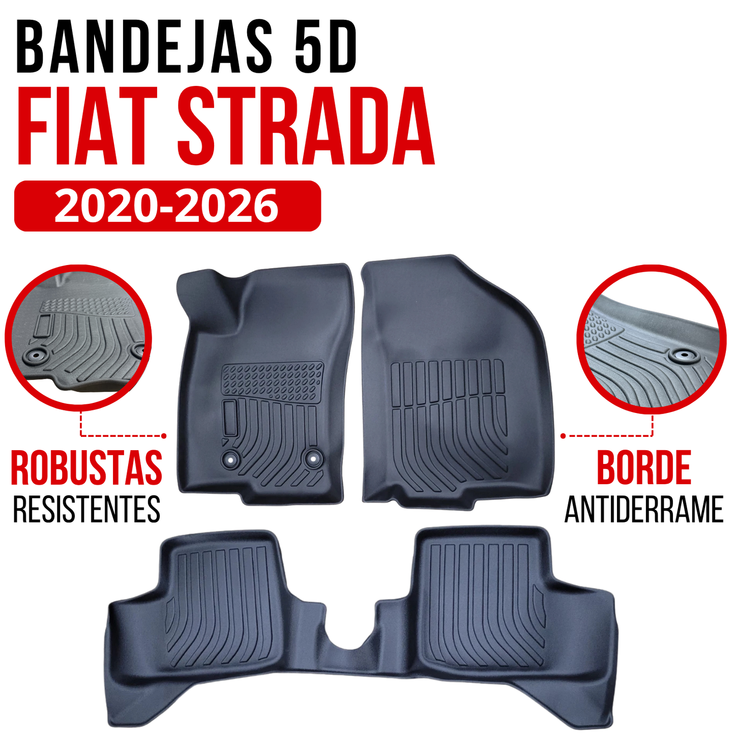 Juego Alfombras Fiat Strada Bandeja Rígida 5d Bandeja De Piso