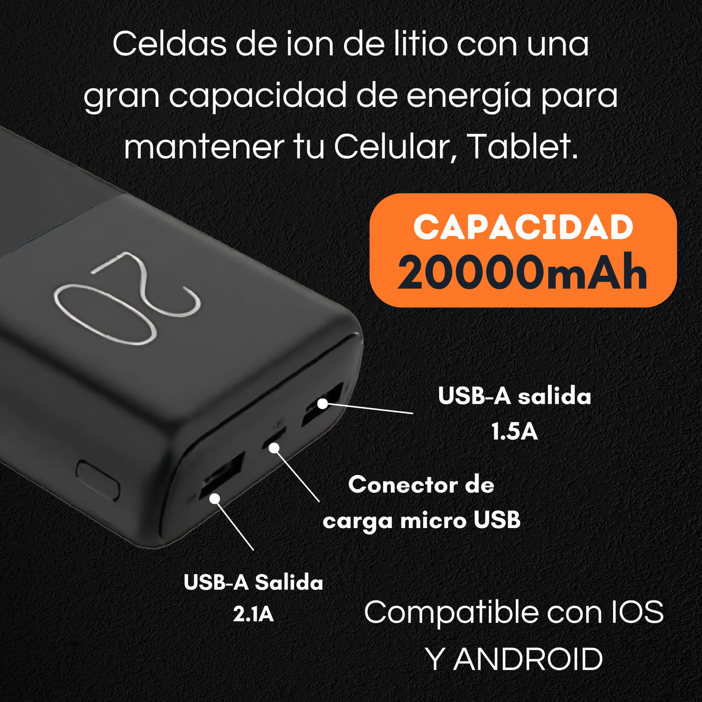 Power Bank Batería Externa Portátil De Carga Rápida 20000mah