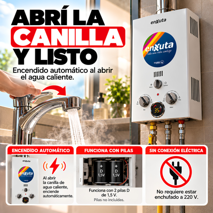 Calefón Calentador A Gas Calentador Agua Enxuta 6l Caliente tiro natural