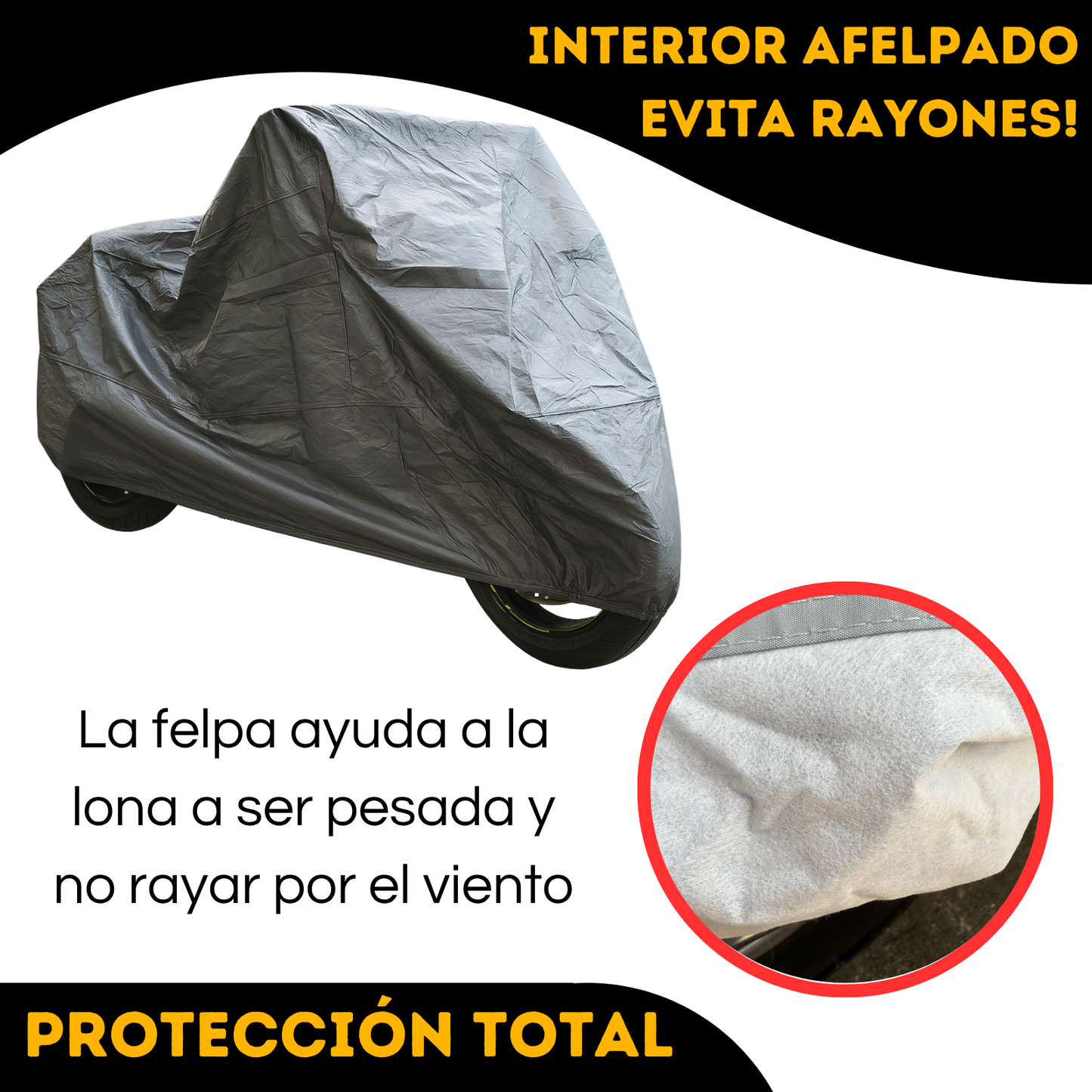 Funda Cubre Moto Lona Impermeable Afelpada Cobertor De Motos BLACKBUCKS