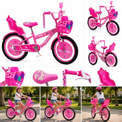 Bicicleta para Nena Niña Infantil Princesa Urbana Rodado 20 Con Rueditas Y Canasto Color Rosada