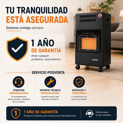 Estufa a gas supergas plegable Xion 3 niveles de potencia y seguridad