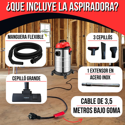 Aspiradora Industrial Profesional Sin Bolsa Enxuta 30l 1600w Aspiradora seco y humedo