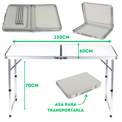 Mesa Plegable Desarmable De Camping Jardín Feria Tipo Valija