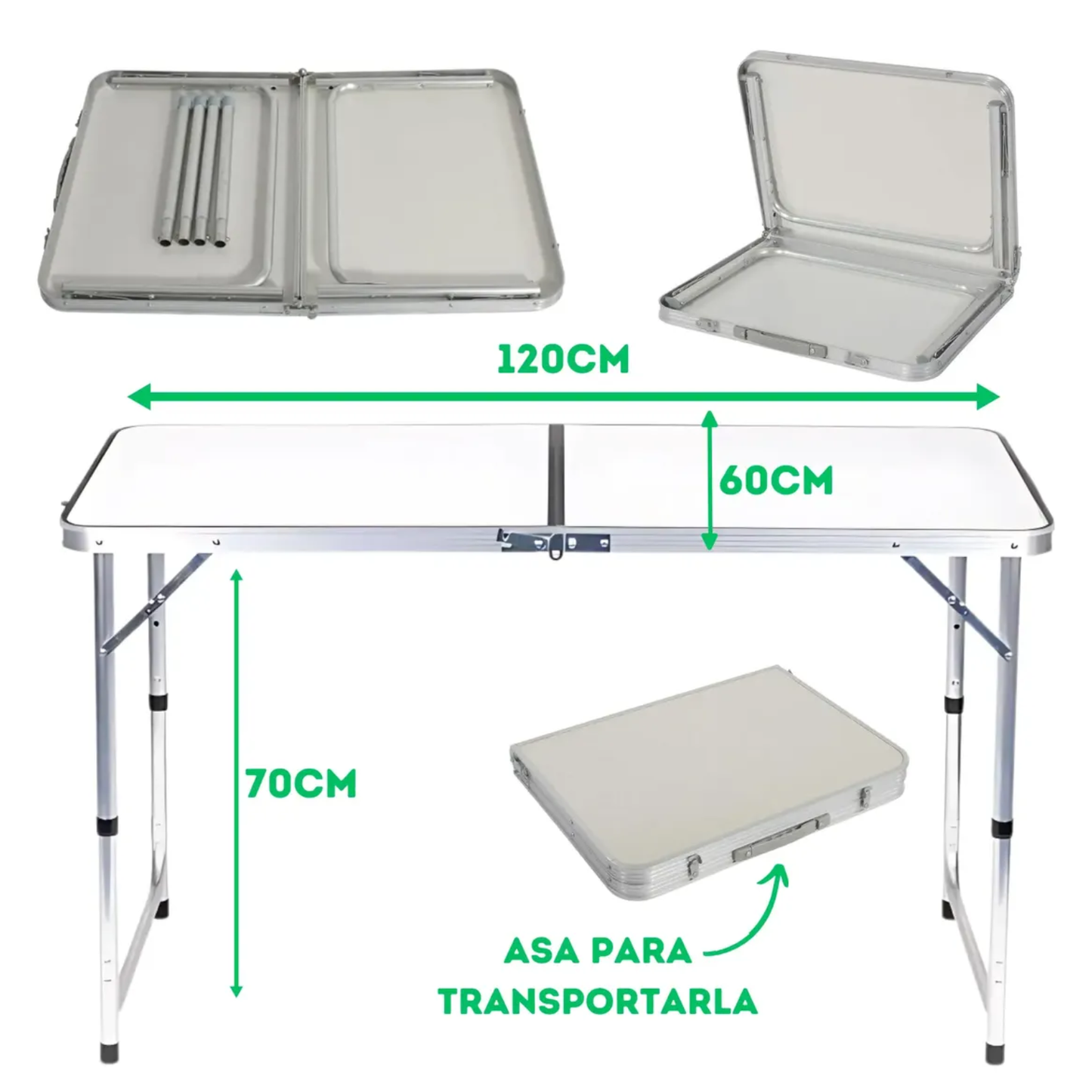 Mesa Plegable De Camping Desarmable Tipo Valija Feria 120x60