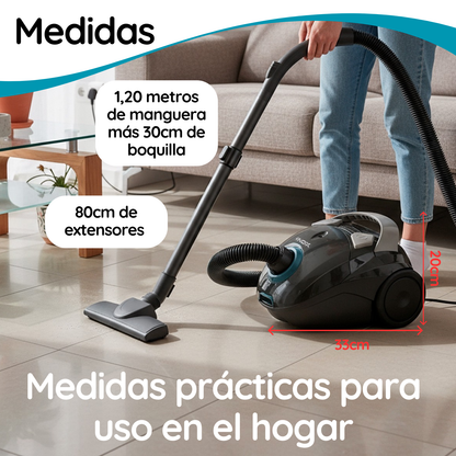 Aspiradora Xion 1500w Compacta Para Hogar Potente Con Bolsa