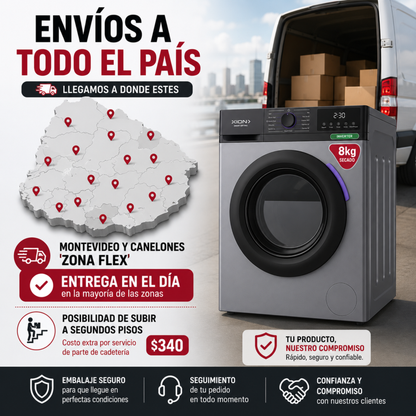 Secarropas Inverter 8kg Secadora Ropa Bajo Consumo Xion Gris