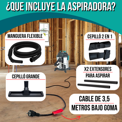 Aspiradora Industrial Profesional Sin Bolsa Tacho Balde 2200W