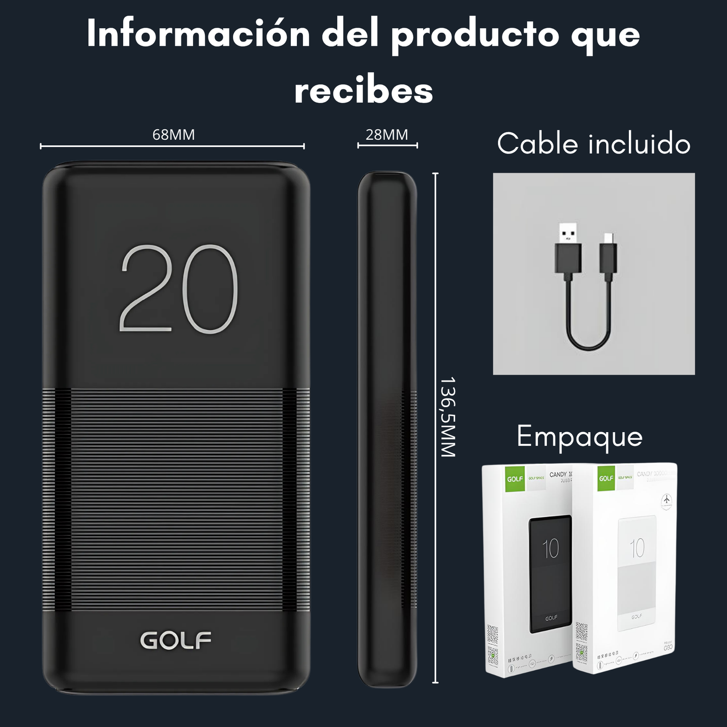 Power Bank Batería Externa Portátil De Carga Rápida 20000mah