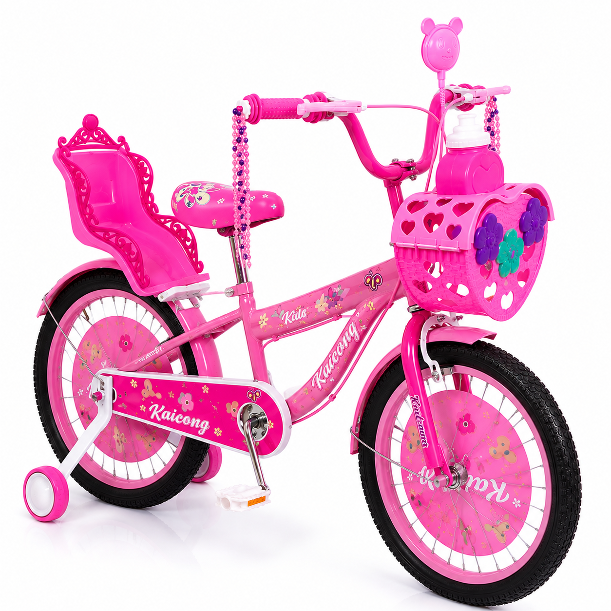 Bicicleta para Nena Niña Infantil Princesa Urbana Rodado 20 Con Rueditas Y Canasto Color Rosada