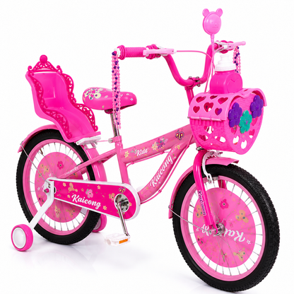 Bicicleta para Nena Niña Infantil Princesa Urbana Rodado 20 Con Rueditas Y Canasto Color Rosada