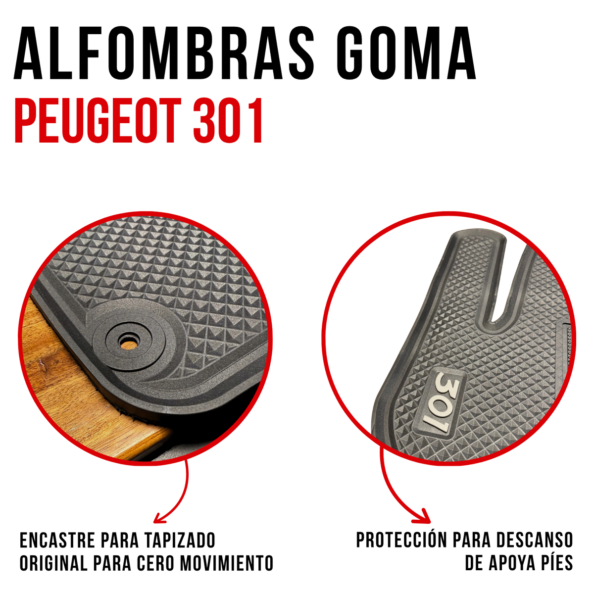 Alfombra Peugeot 301 Set Juego Alfombras En Goma Originales específicas