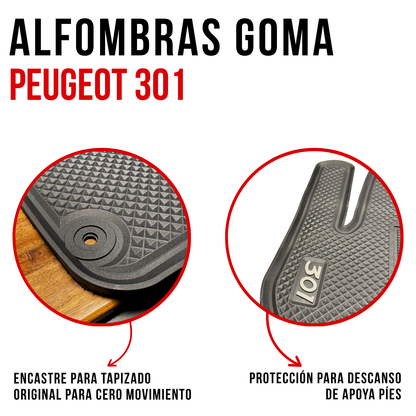 Alfombra Peugeot 301 Set Juego Alfombras En Goma Originales específicas